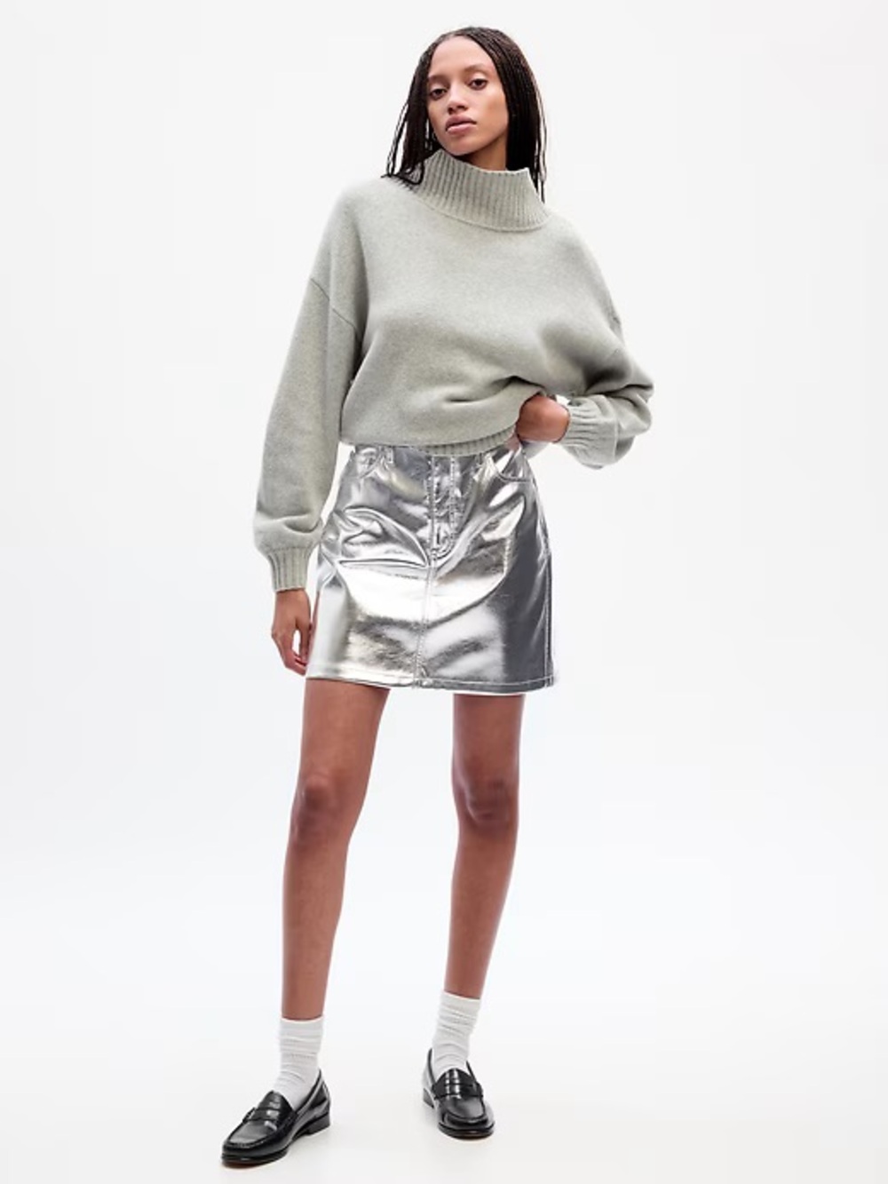 GAP Women’s Silver Metallic Mini Skirt Size 14 Tall